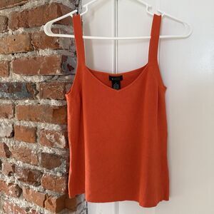 Vintage Y2K EVIE Silk And Viscose Orange Ribbed Tank Top Blouse Size M